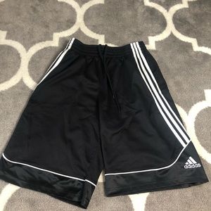 Adidas Shorts Mens Small 3 Stripe Basketball Black Pockets Drawstring Waist